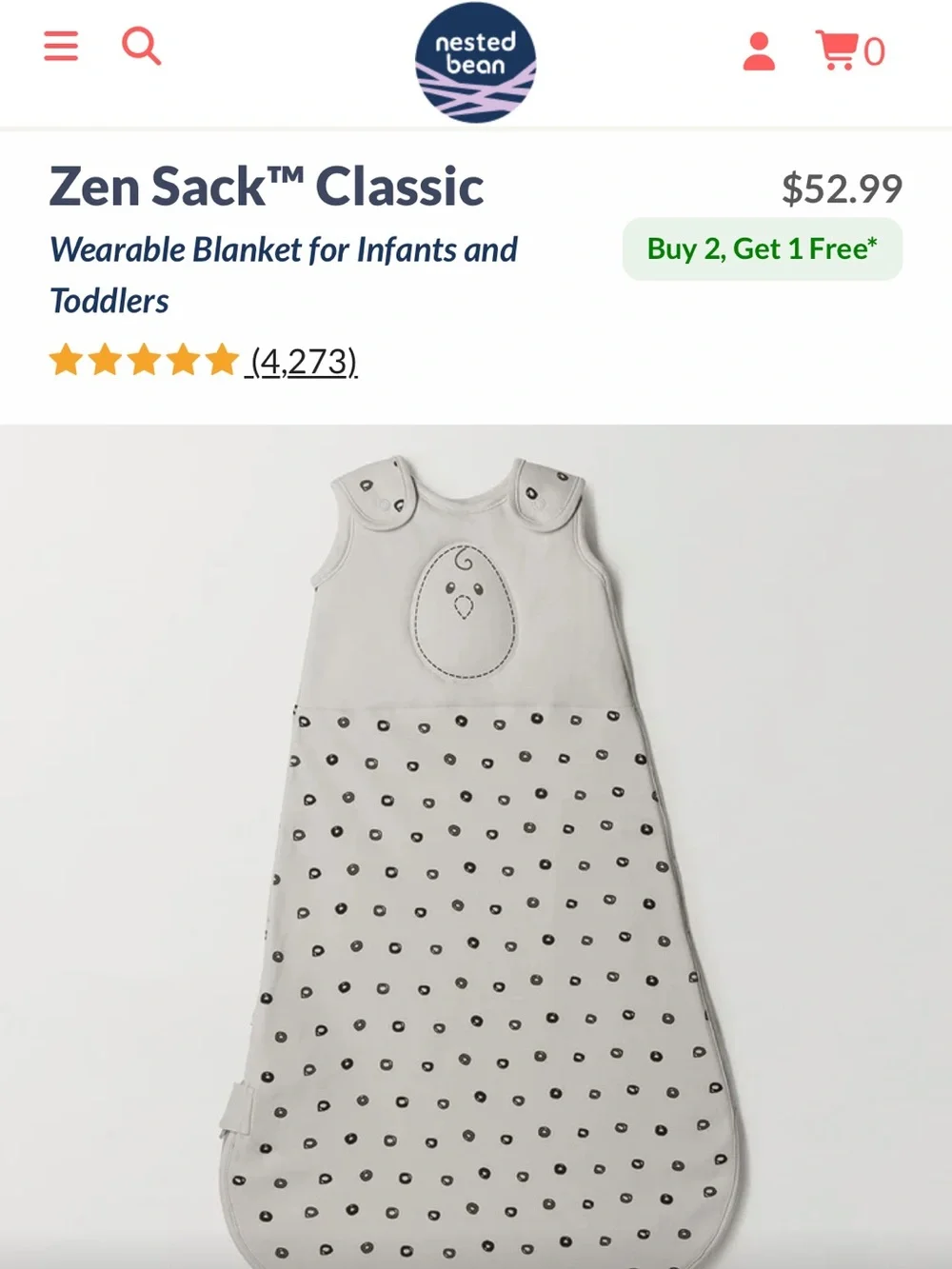 Nested Bean Zen Sack Classic Wearable Blanket